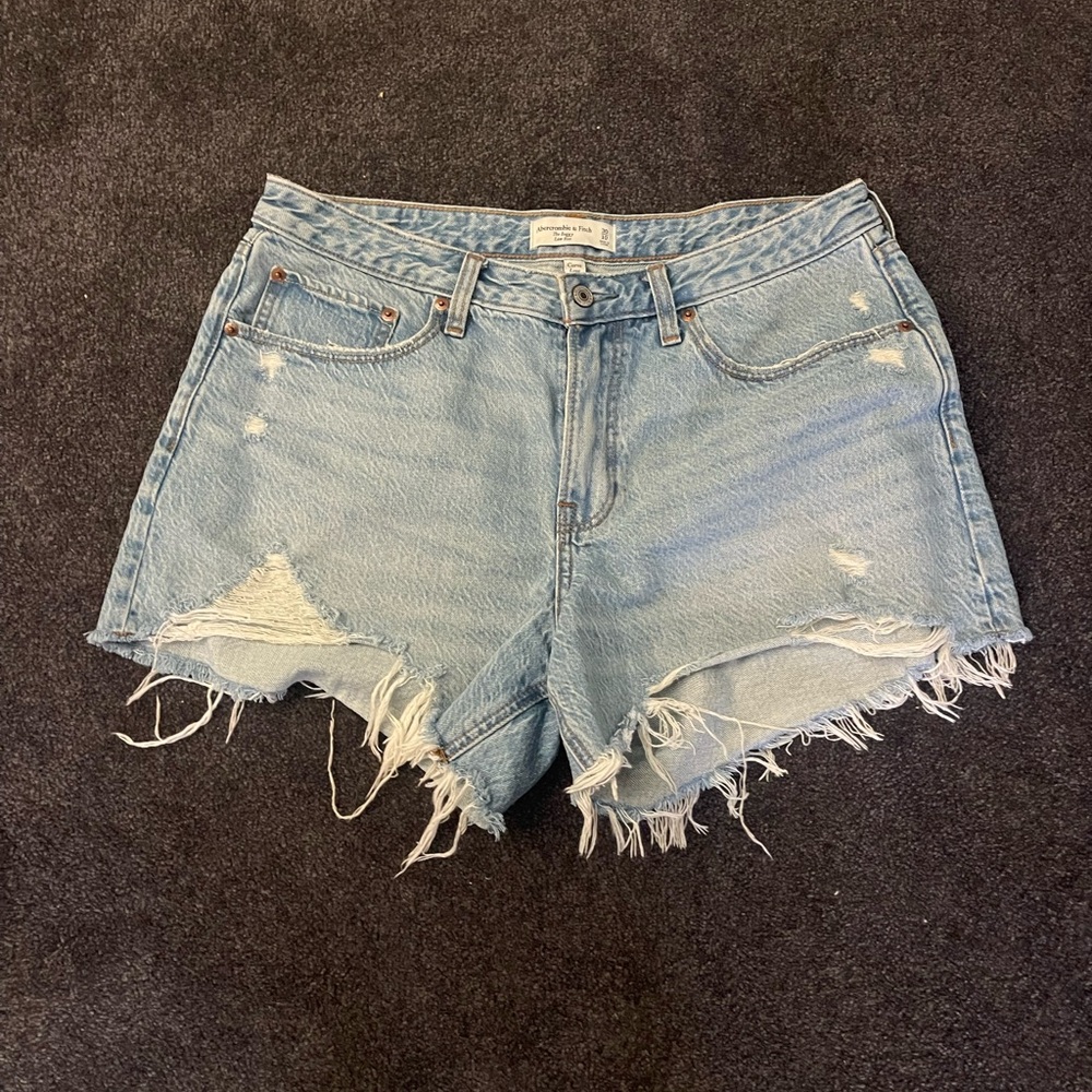 Abercrombie & Fitch Blue Jean Shorts Distressed Low Rise
